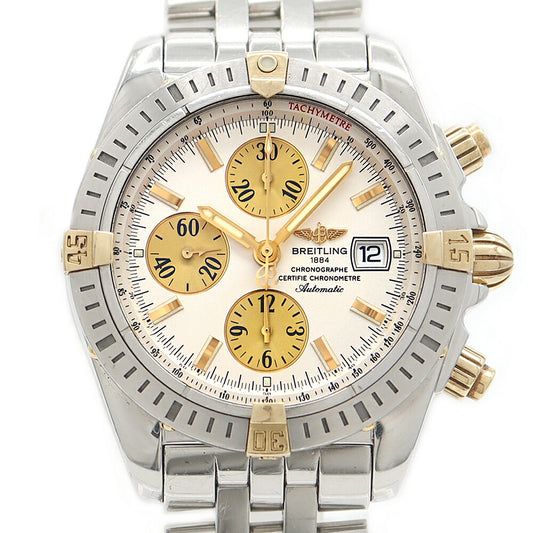 BREITLING ブライトリング クロノマット エボリューション ビコロ B13356 クロノグラフ デイト 300m防水 シルバー K18YG イエローゴールド SS ステンレス コンビ メンズ 自動巻き【6ヶ月保証】【腕時計】【中古】
