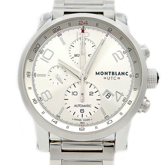 Internally inspected MONTBLANC Time Walker Chronograph 7221 Date Back Scaling Small Second Silver SS Stainless Steel Men's Automatic Winding [6 Month Warranty] [Watch] [Used]