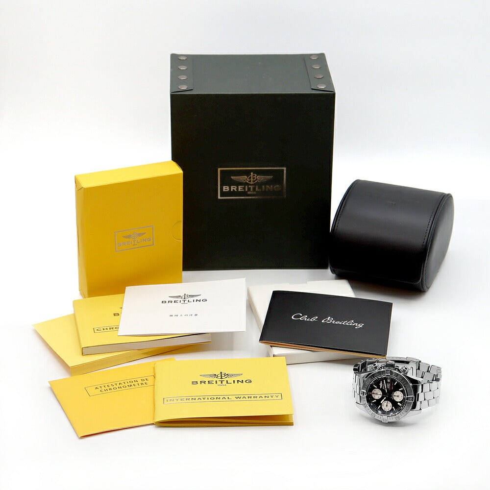 内部点検済 BREITLING ブライトリング スーパーオーシャン クロノグラフ A13340 デイデイト 500m防水 黒 ブラック SS ステンレス メンズ 自動巻き【6ヶ月保証】【腕時計】【中古】