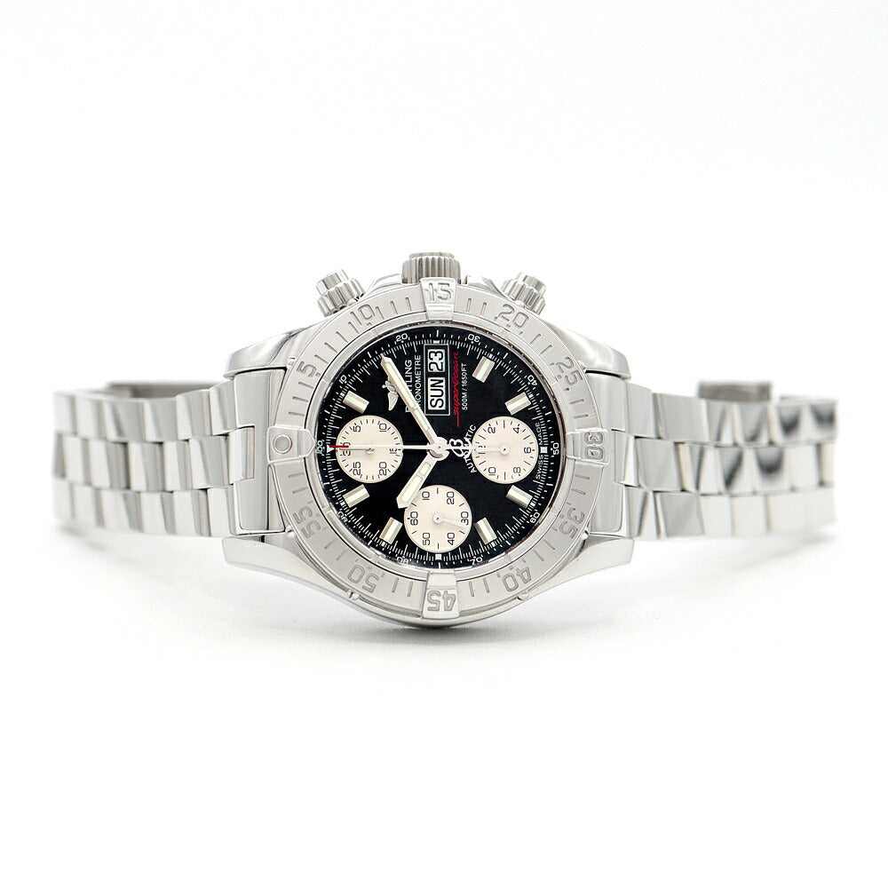 内部点検済 BREITLING ブライトリング スーパーオーシャン クロノグラフ A13340 デイデイト 500m防水 黒 ブラック SS ステンレス メンズ 自動巻き【6ヶ月保証】【腕時計】【中古】