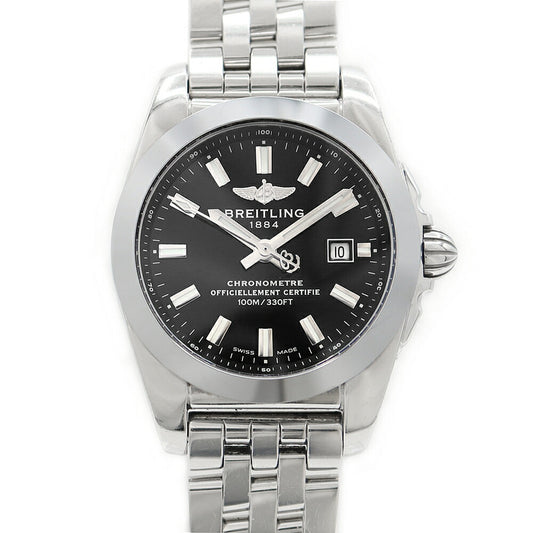 Battery replaced BREITLING Galactic 29 Sleek W72348 Date 100m Waterproof Black SS Stainless Steel Ladies Quartz [6 Month Warranty] [Watch] [Used]