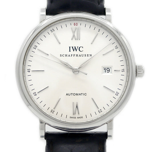 IWC インターナショナルウォッチカンパニー ポートフィノ IW356501 デイト 30m防水 シルバー SS ステンレス 純正尾錠 メンズ 自動巻き【6ヶ月保証】【腕時計】【中古】