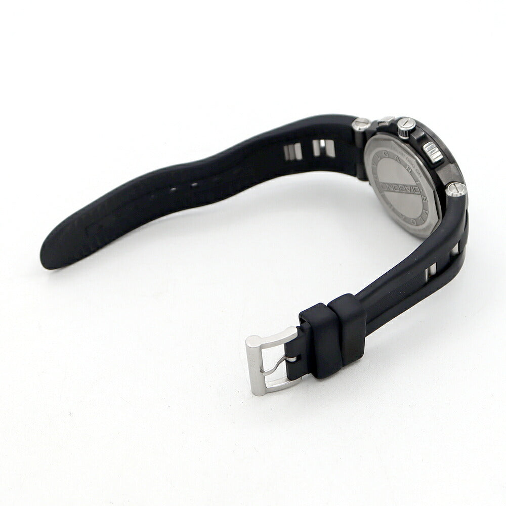 内部点検済 BVLGARI ブルガリ ディアゴノ ウルトラネロ クロノグラフ DG42BSCCH デイト 100m防水 黒 ブラック SS ステンレス 純正ベルト 純正尾錠 メンズ 自動巻き【6ヶ月保証】【腕時計】【中古】