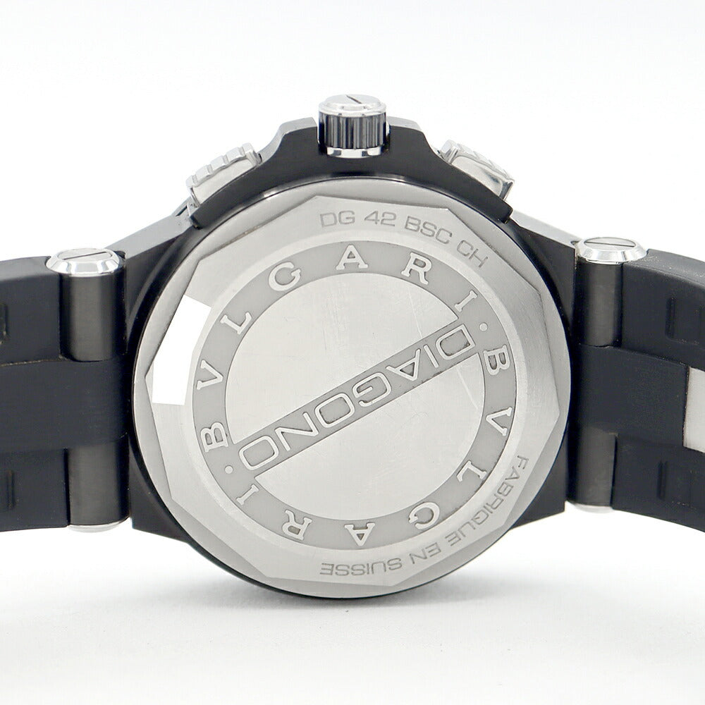 内部点検済 BVLGARI ブルガリ ディアゴノ ウルトラネロ クロノグラフ DG42BSCCH デイト 100m防水 黒 ブラック SS ステンレス 純正ベルト 純正尾錠 メンズ 自動巻き【6ヶ月保証】【腕時計】【中古】
