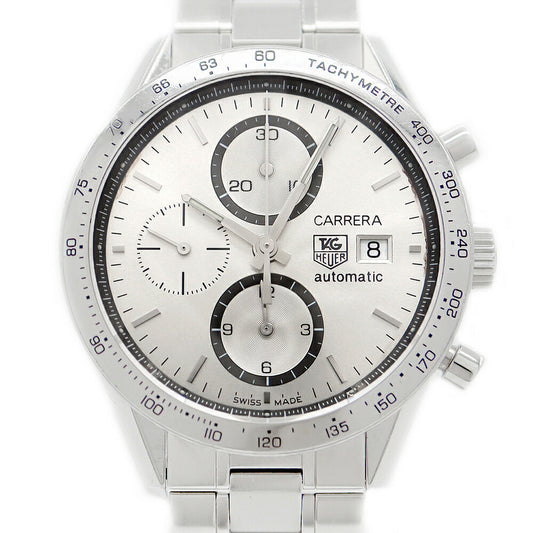 Internally inspected TAG Heuer Carrera Caliber 16 Chronograph CV2017 BA0794 Tachymeter Date Small Second Back Scaling 100m Water Resistant Silver SS Stainless Steel Men's Automatic Winding [6 Month Warranty] [Watch] [Used]