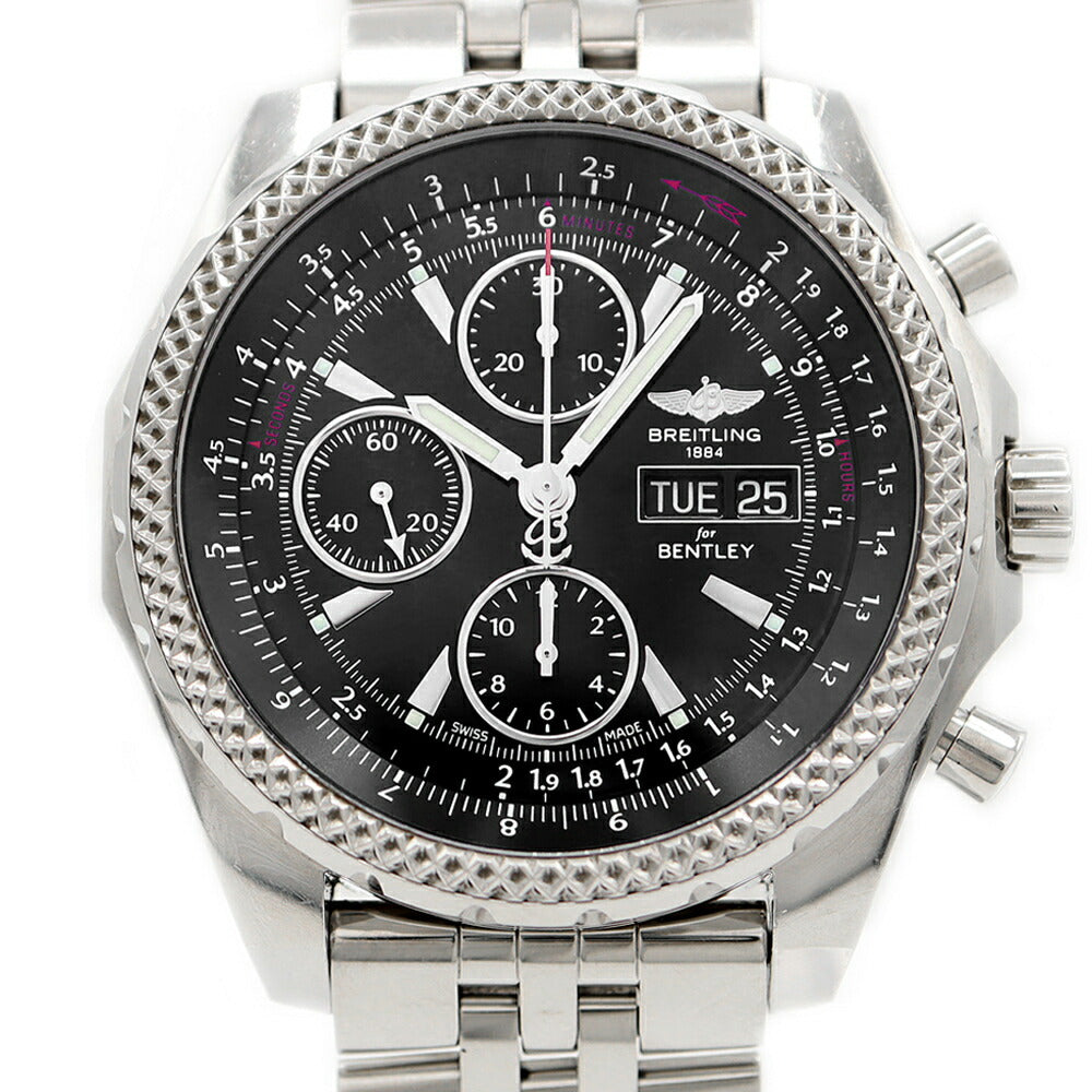 BREITLING ブライトリング ベントレーGT クロノグラフ A13362 100m防水 デイデイト 黒 ブラック SS ステンレス メンズ 自動巻き【自社保証6ヶ月】【腕時計】【中古】