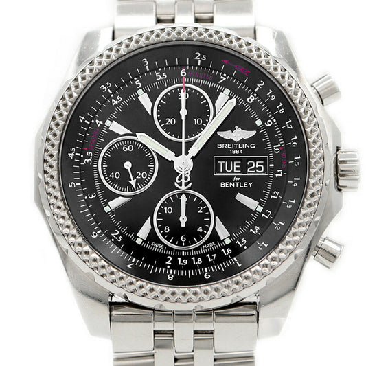 BREITLING ブライトリング ベントレーGT クロノグラフ A13362 100m防水 デイデイト 黒 ブラック SS ステンレス メンズ 自動巻き【自社保証6ヶ月】【腕時計】【中古】