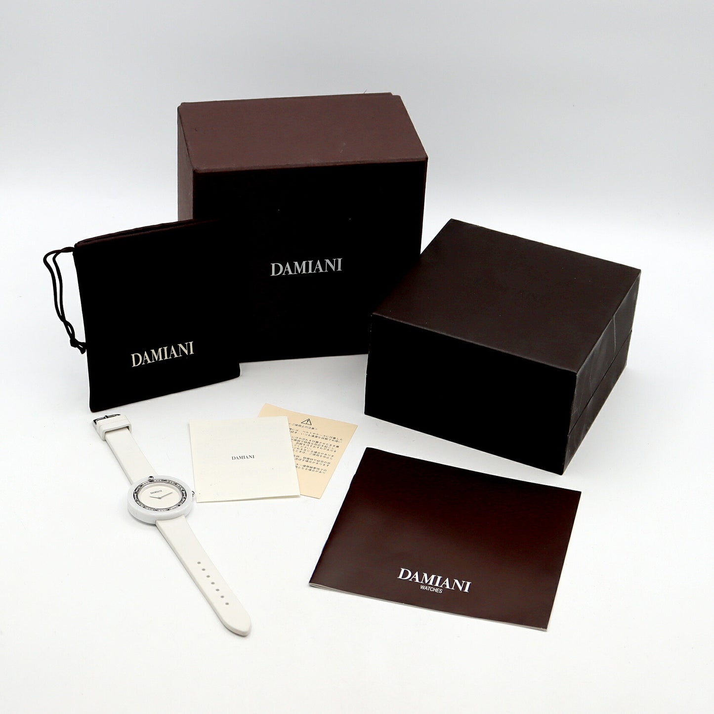 電池交換済 DAMIANI ダミアーニ ベルエポック ダイヤベゼル BCLSDW37 ダイヤモンド 白 ホワイト CE セラミック 純正ベルト 純正尾錠 レディース クォーツ【6ヶ月保証】【腕時計】【中古】