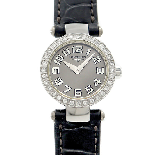 電池交換済 LONGINES ロンジン ドルチェビータ ダイヤベゼル L5.174.0 ダイヤモンド シルバー SS ステンレス 純正尾錠 レディース クォーツ【6ヶ月保証】【腕時計】【中古】