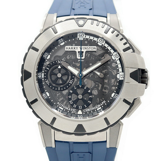 Internally inspected HARRY WINSTON Ocean Sports Chronograph 411/MCA44Z 200m Water Resistant Skeleton Zalium Genuine Belt Genuine Buckle Men's Automatic Winding [6 Month Warranty] [Watch] [Used]