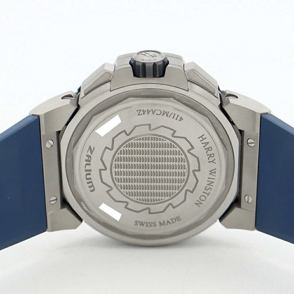 内部点検済 HARRY WINSTON ハリーウィンストン オーシャンスポーツ クロノグラフ 411/MCA44Z 200m防水 スケルトン ザリウム 純正ベルト 純正尾錠 メンズ 自動巻き【6ヶ月保証】【腕時計】【中古】