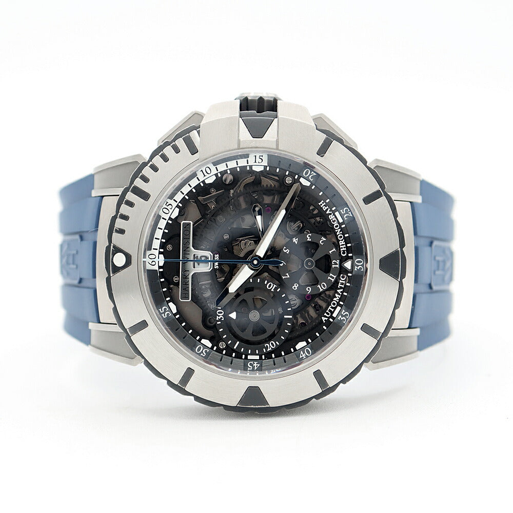 内部点検済 HARRY WINSTON ハリーウィンストン オーシャンスポーツ クロノグラフ 411/MCA44Z 200m防水 スケルトン ザリウム 純正ベルト 純正尾錠 メンズ 自動巻き【6ヶ月保証】【腕時計】【中古】