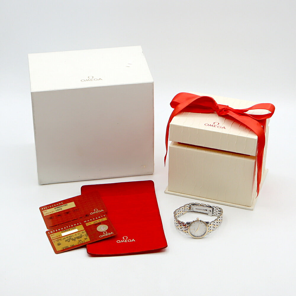 電池交換済 OMEGA オメガ DeVille デビル 4380.31.00 シルバー SS ステンレス YG イエローゴールド コンビ レディース クォーツ デヴィル【6ヶ月保証】【腕時計】【中古】