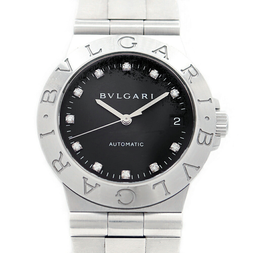 BVLGARI ブルガリ ディアゴノ スポーツ 11Pダイヤ LCV35S ダイヤモンド デイト 黒 ブラック SS ステンレス メンズ 自動巻き【6ヶ月保証】【腕時計】【中古】