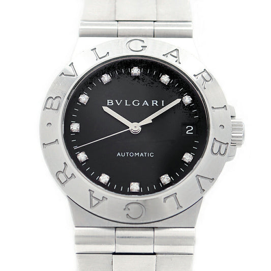 BVLGARI ブルガリ ディアゴノ スポーツ 11Pダイヤ LCV35S ダイヤモンド デイト 黒 ブラック SS ステンレス メンズ 自動巻き【6ヶ月保証】【腕時計】【中古】