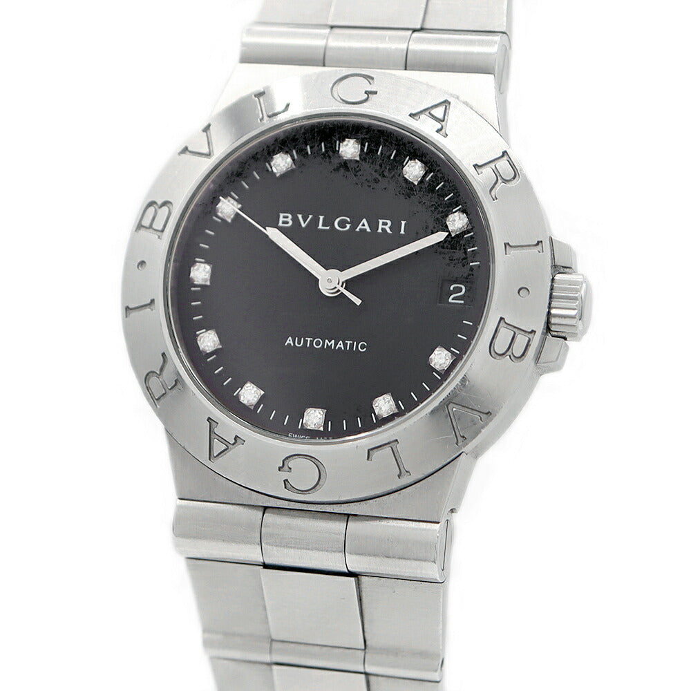 BVLGARI ブルガリ ディアゴノ スポーツ 11Pダイヤ LCV35S ダイヤモンド デイト 黒 ブラック SS ステンレス メンズ 自動巻き【6ヶ月保証】【腕時計】【中古】