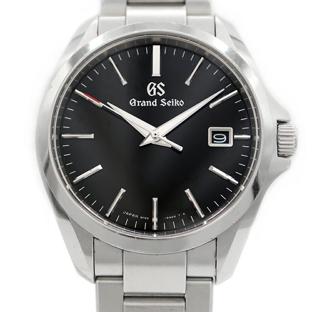 電池交換済 SEIKO セイコー GS グランドセイコー 9F62-0AG0 100m防水 デイト 黒 ブラック SS ステンレス メンズ クォーツ【6ヶ月保証】【腕時計】【中古】