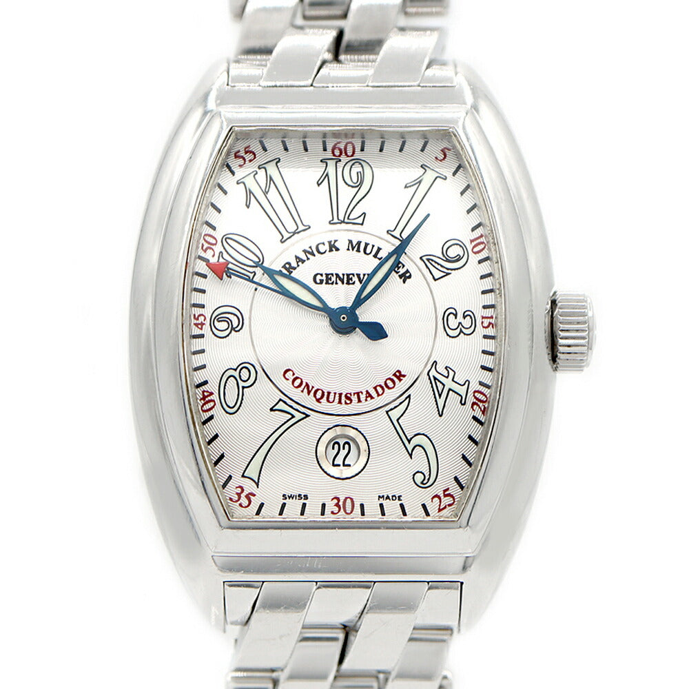 内部点検済 FRANCK MULLER フランクミュラー コンキスタドール 8005SC デイト シルバー ギョーシェ SS ステンレス メンズ 自動巻き【6ヶ月保証】【中古】【腕時計】