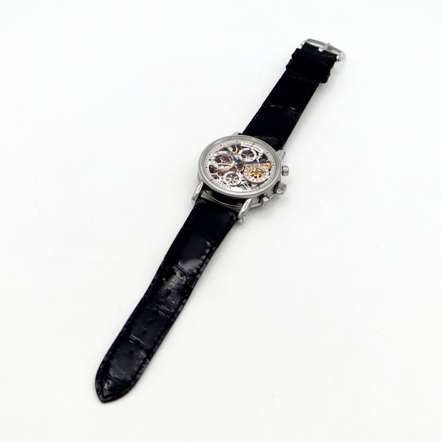 内部点検済 CHRONOSWISS クロノスイス ヴィータ クロノグラフ CH7523 741S スケルトン SS ステンレス 純正尾錠 メンズ 自動巻き 【6ヶ月保証】【腕時計】【中古】