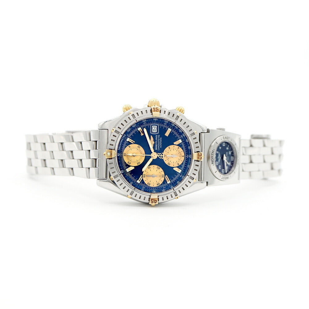 内部点検済 BREITLING ブライトリング クロノマット ビコロ UTCモジュール クロノグラフ B13352 A70172 100m防水 ネイビー ゴールド SS ステンレス YG イエローゴールド コンビ メンズ 自動巻き クォーツ【6ヶ月保証】【腕時計】【中古】