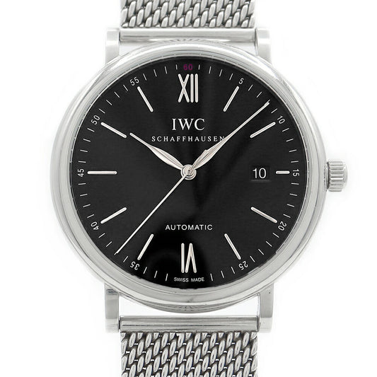 IWC International Watch Company Portofino Automatic IW356506 Date Black SS Stainless Steel Men's Automatic Winding [6 Month Warranty] [Watch] [Used]