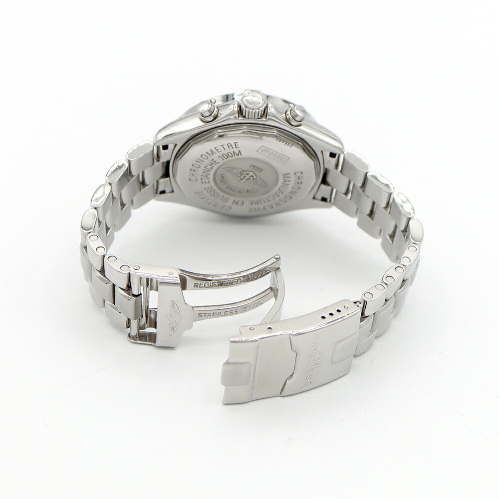 電池交換済 BREITLING ブライトリング トランスオーシャン クロノグラフ A53340 100m防水 デイト スモールセコンド 青 ブルー SS ステンレス メンズ クォーツ【6ヶ月保証】【腕時計】【中古】