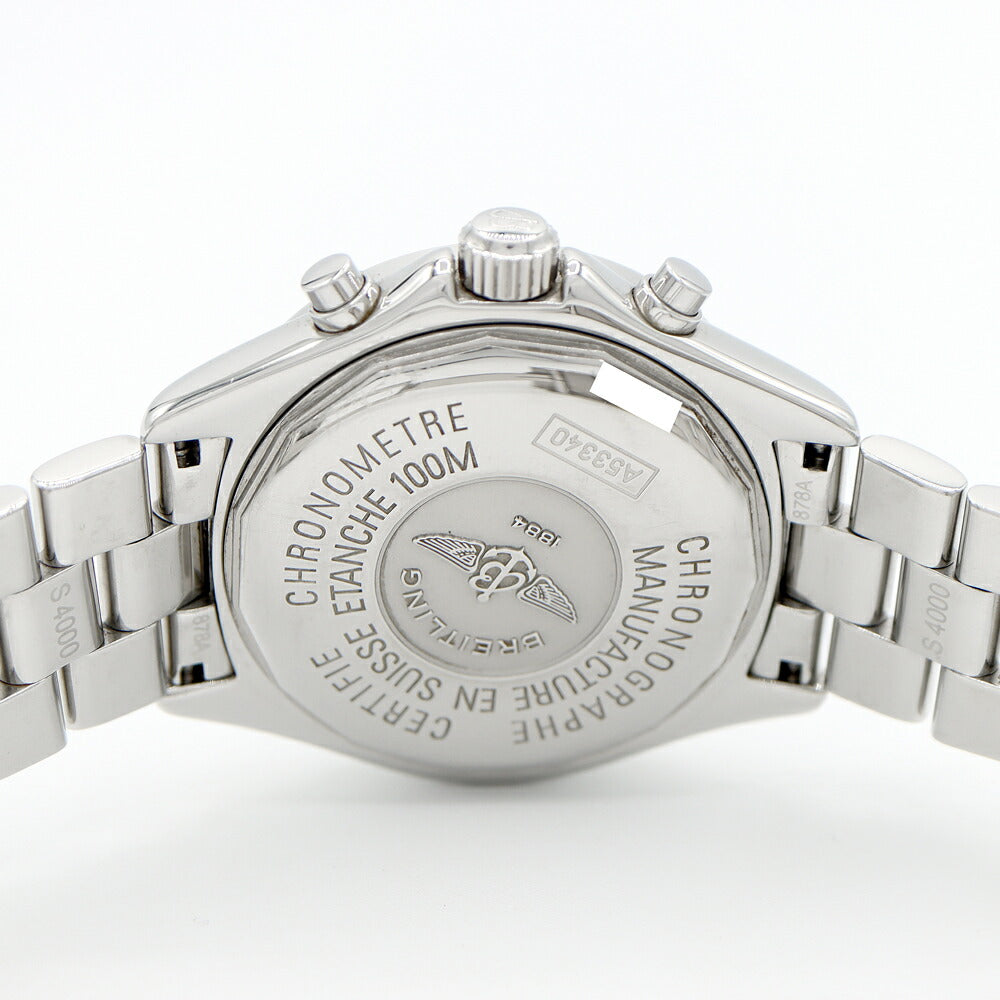 電池交換済 BREITLING ブライトリング トランスオーシャン クロノグラフ A53340 100m防水 デイト スモールセコンド 青 ブルー SS ステンレス メンズ クォーツ【6ヶ月保証】【腕時計】【中古】