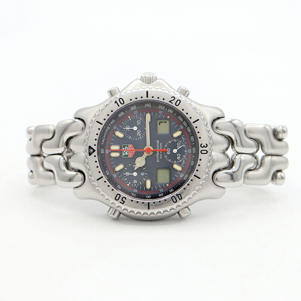 電池交換済 TAG Heuer タグホイヤー S/el セル プロフェッショナル200 クロノグラフ CG1113 デイト 200m防水 ネイビー SS ステンレス メンズ デジアナ クォーツ【6ヶ月保証】【腕時計】【中古】