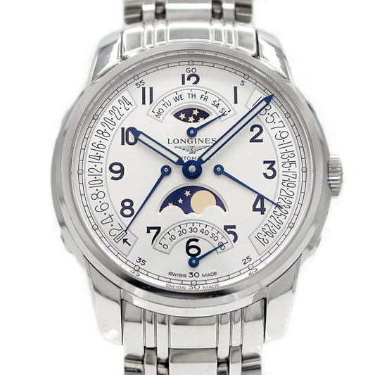 Internally inspected LONGINES Saint-Imier Retrograde L2.764.4 Moon Phase 30m Waterproof Back Scaling Silver SS Stainless Steel Men's Automatic Winding [6 Month Warranty] [Watch] [Used]