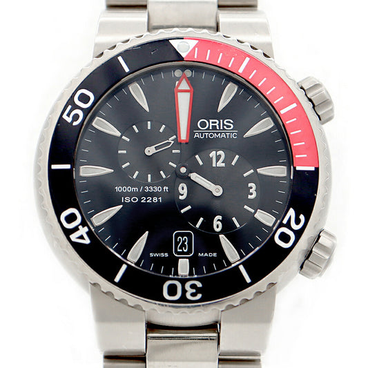 Internally inspected ORIS Regulator Divers 649-7541 Date 1000m Water Resistant Black Ti Titanium Men's Automatic Winding [6 Month Warranty] [Watch] [Used]