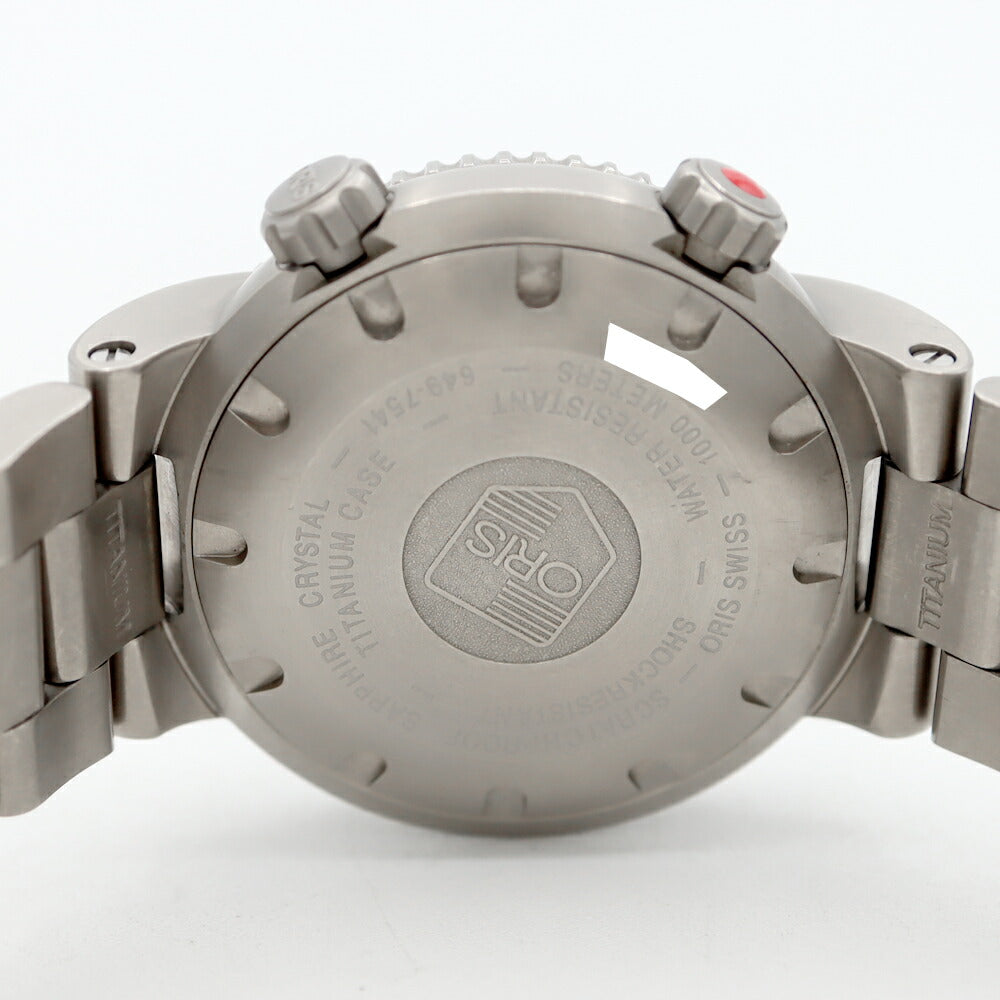 内部点検済 ORIS オリス レギュレーター ダイバーズ 649-7541 デイト 1000m防水 黒 ブラック Ti チタン メンズ 自動巻き【6ヶ月保証】【腕時計】【中古】