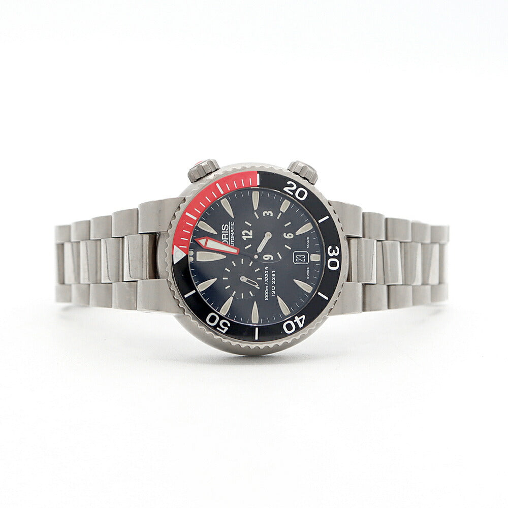 内部点検済 ORIS オリス レギュレーター ダイバーズ 649-7541 デイト 1000m防水 黒 ブラック Ti チタン メンズ 自動巻き【6ヶ月保証】【腕時計】【中古】