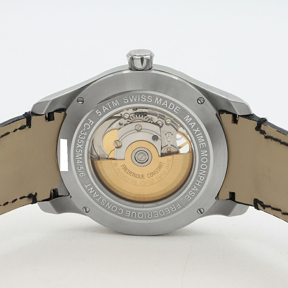内部点検済 FREDERIQUE CONSTANT フレデリックコンスタント マキシム ハートビート ムーンフェイズ FC-335X5M4/5/6 デイト 裏スケ シルバー SS ステンレス 純正ベルト 純正尾錠 メンズ 自動巻き【6ヶ月保証】【腕時計】【中古】