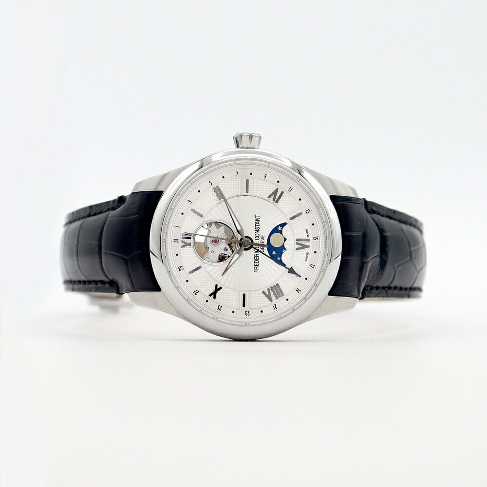 内部点検済 FREDERIQUE CONSTANT フレデリックコンスタント マキシム ハートビート ムーンフェイズ FC-335X5M4/5/6 デイト 裏スケ シルバー SS ステンレス 純正ベルト 純正尾錠 メンズ 自動巻き【6ヶ月保証】【腕時計】【中古】