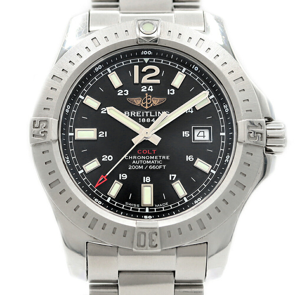 BREITLING ブライトリング コルト オートマチック A17388 デイト 200m防水 黒 ブラック SS ステンレス メンズ 自動巻き【6ヶ月保証】【腕時計】【中古】