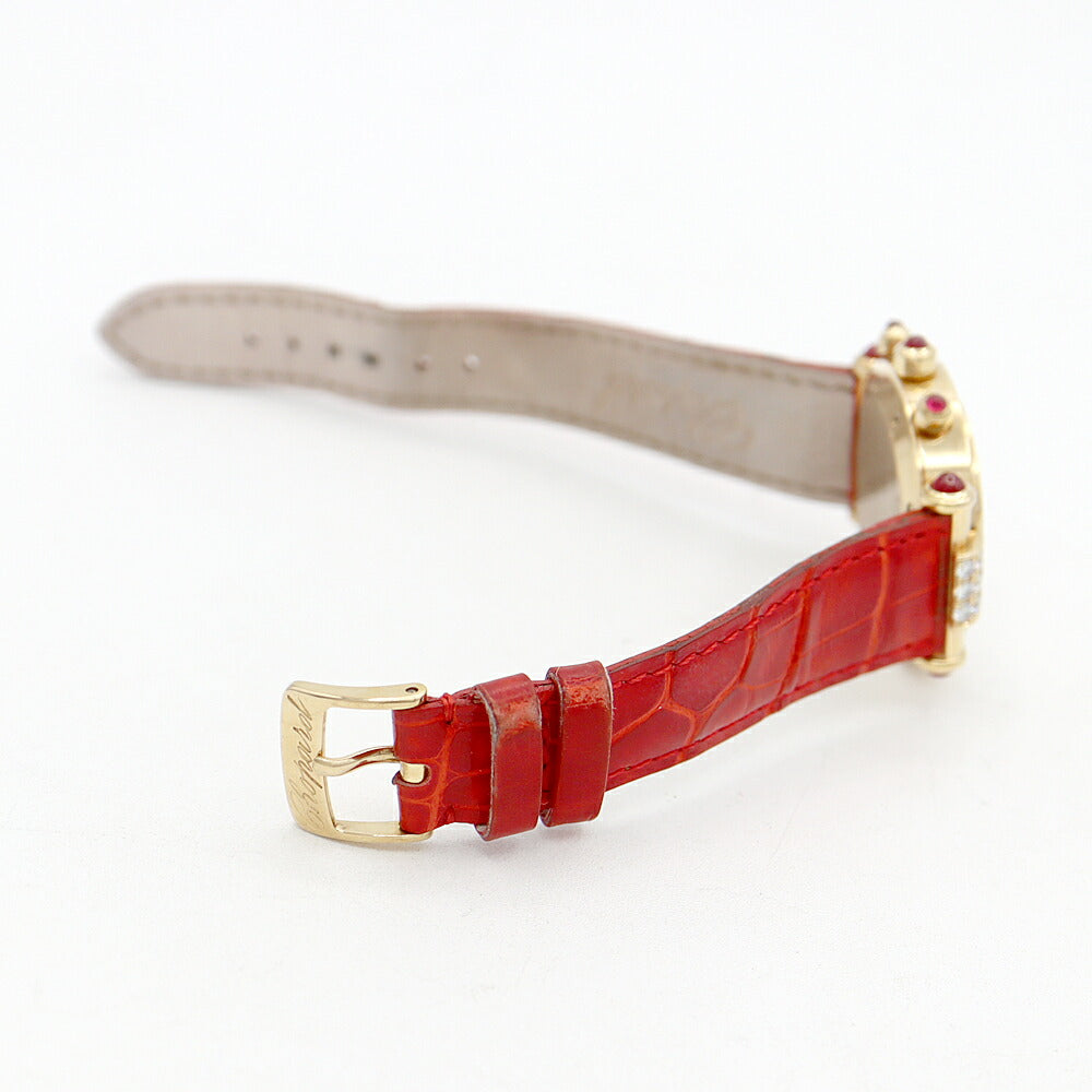 電池交換済 Chopard ショパール インペリアーレ クロノグラフ ダイヤベゼル 38/3168-21 ダイヤモンド 白 ホワイト K18YG イエローゴールド 純正ベルト 純正K18YG尾錠 レディース クォーツ【6ヶ月保証】【腕時計】【中古】