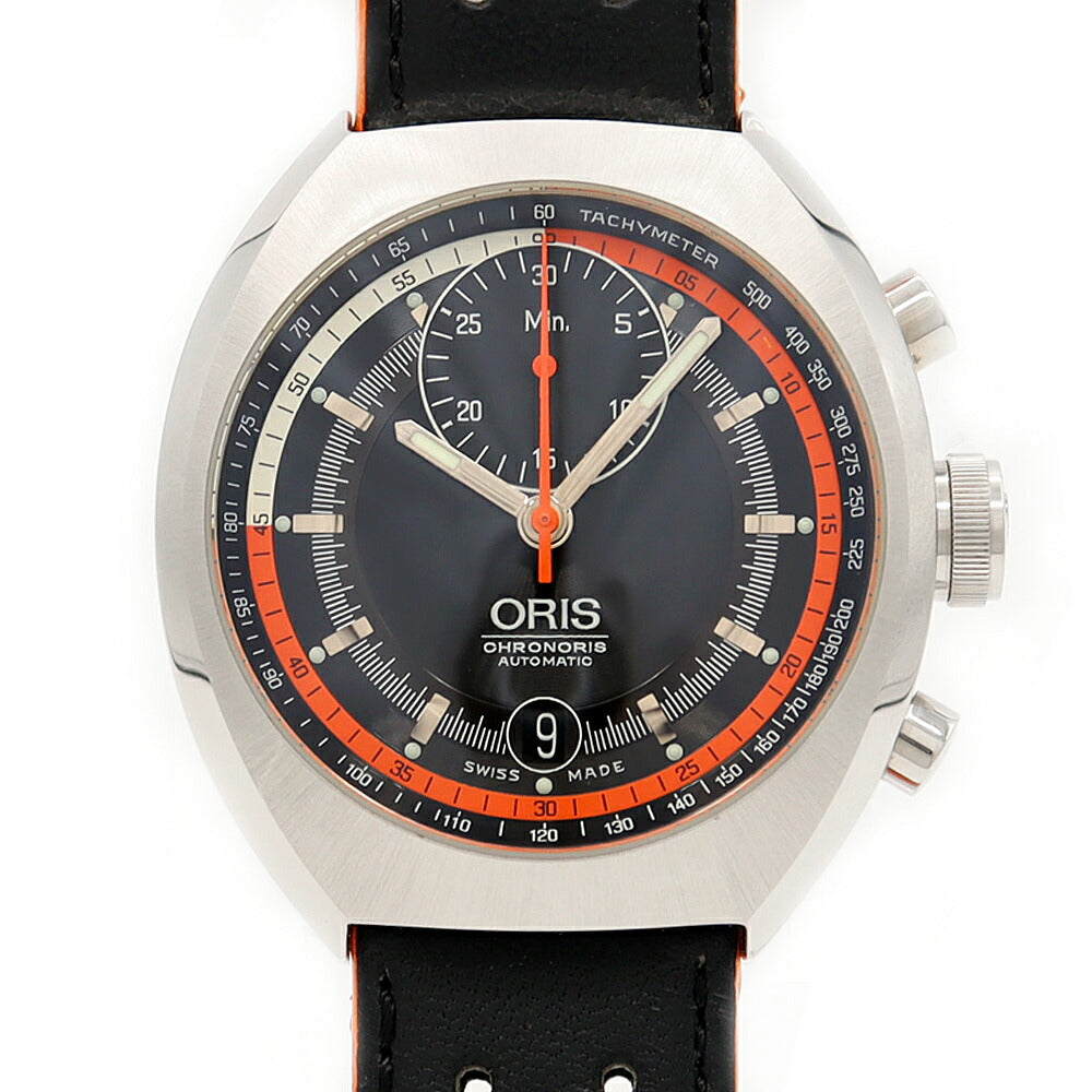 Internally inspected ORIS Chronograph 7564 50m Water Resistant Date Black SS Stainless Steel Genuine Belt Genuine Buckle Men's Automatic Winding [6 Month Warranty] [Watch] [Used]