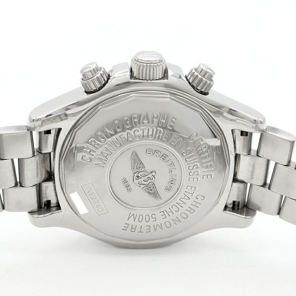 BREITLING ブライトリング スーパーオーシャン クロノグラフ A13340 デイデイト 500m防水 スモールセコンド シルバー 青 ブルー SS ステンレス メンズ 自動巻き【6ヶ月保証】【腕時計】【中古】