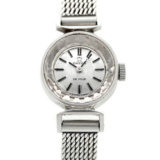 OMEGA DeVille cut glass 511.254 Cal.485 17 stones silver SS stainless steel ladies manual winding antique vintage DeVille [watch] [used]