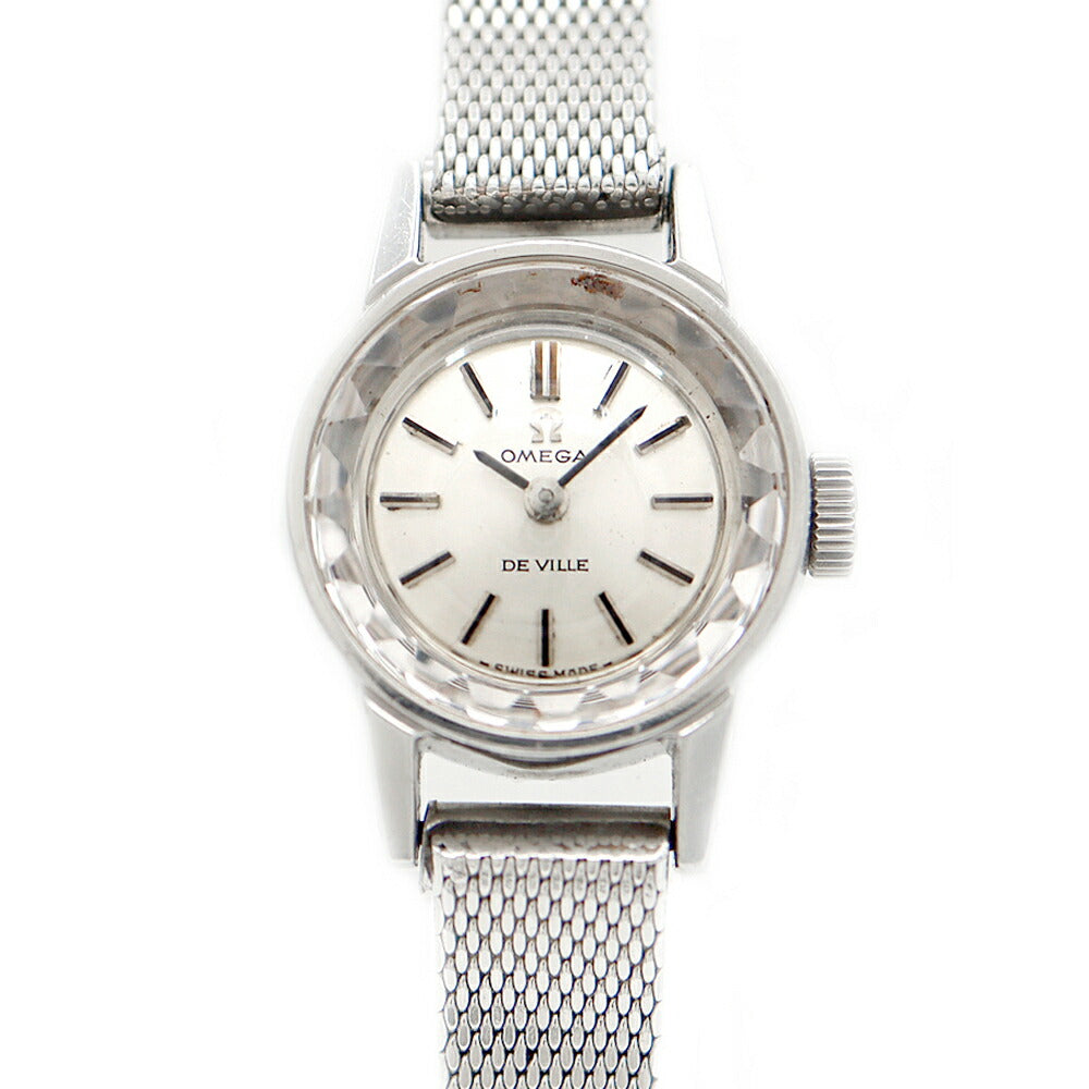 OMEGA DeVille cut glass 511.166 Cal.485 17 stones silver SS stainless steel ladies manual winding antique vintage DeVille [watch] [used]