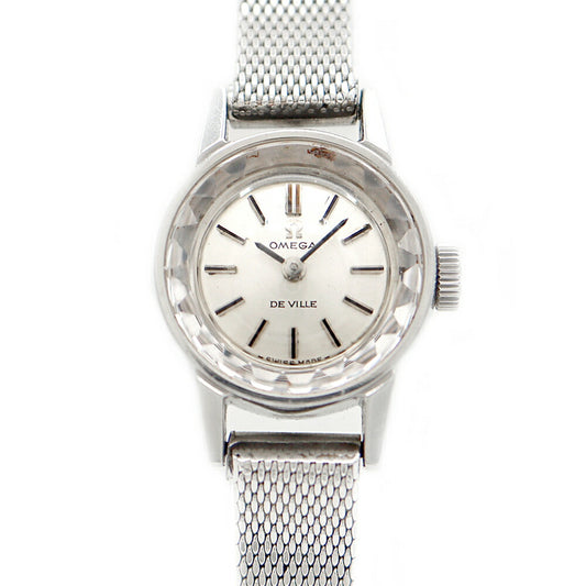 OMEGA オメガ DeVille デビル カットガラス 511.166 Cal.485 17石 シルバー SS ステンレス レディース 手巻き アンティーク ヴィンテージ デヴィル【腕時計】【中古】