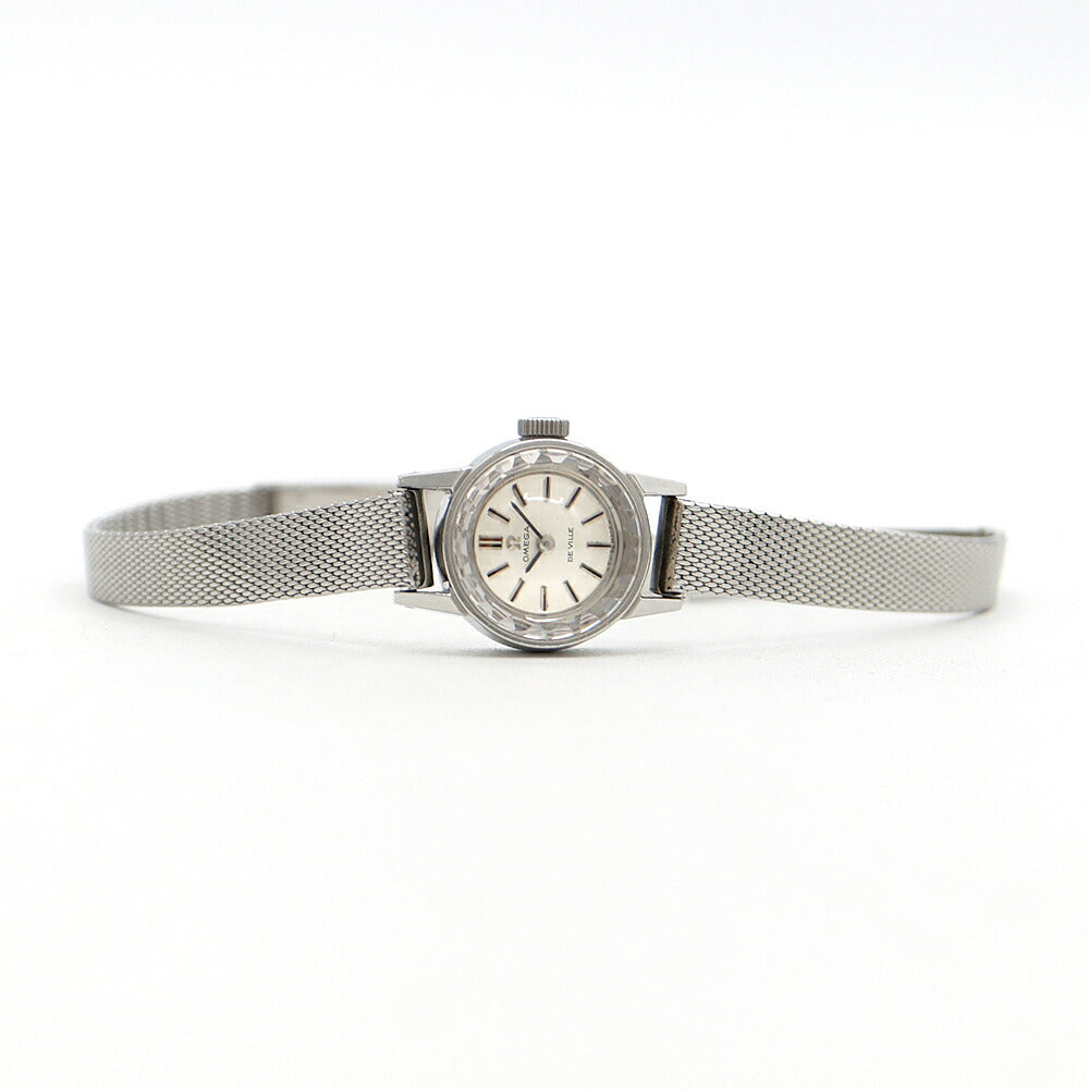 OMEGA DeVille cut glass 511.166 Cal.485 17 stones silver SS stainless steel ladies manual winding antique vintage DeVille [watch] [used]