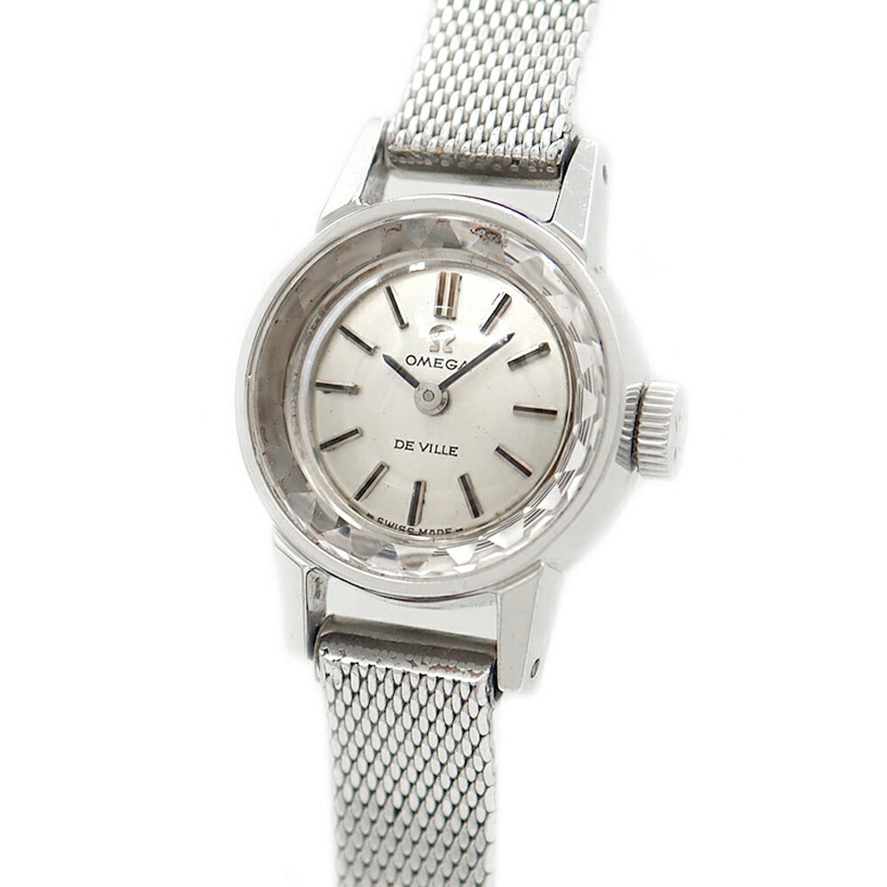 OMEGA DeVille cut glass 511.166 Cal.485 17 stones silver SS stainless steel ladies manual winding antique vintage DeVille [watch] [used]