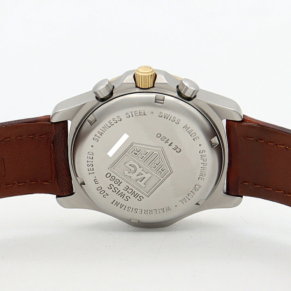 電池交換済 TAG Heuer タグホイヤー プロフェッショナル 200 クロノグラフ CE1120 200m防水 デイト 黒 ブラック SS ステンレス YGP イエローゴールド コンビ 純正ベルト 純正尾錠 メンズ クォーツ【6ヶ月保証】【腕時計】【中古】