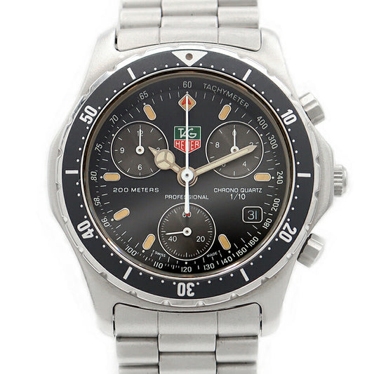 電池交換済 TAG Heuer タグホイヤー プロフェッショナル クロノグラフ 570.206 デイト 200m防水 黒 ブラック SS ステンレス メンズ クォーツ【6ヶ月保証】【腕時計】【中古】