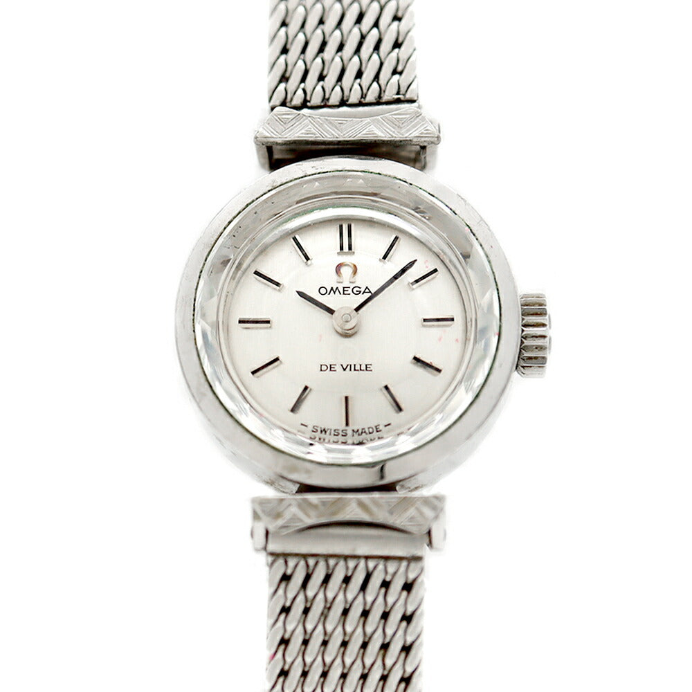 OMEGA DeVille cut glass 511.286 Cal.485 17 stones silver SS stainless steel ladies manual winding antique vintage DeVille [watch] [used]