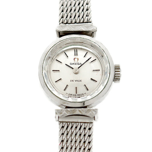 OMEGA DeVille cut glass 511.286 Cal.485 17 stones silver SS stainless steel ladies manual winding antique vintage DeVille [watch] [used]