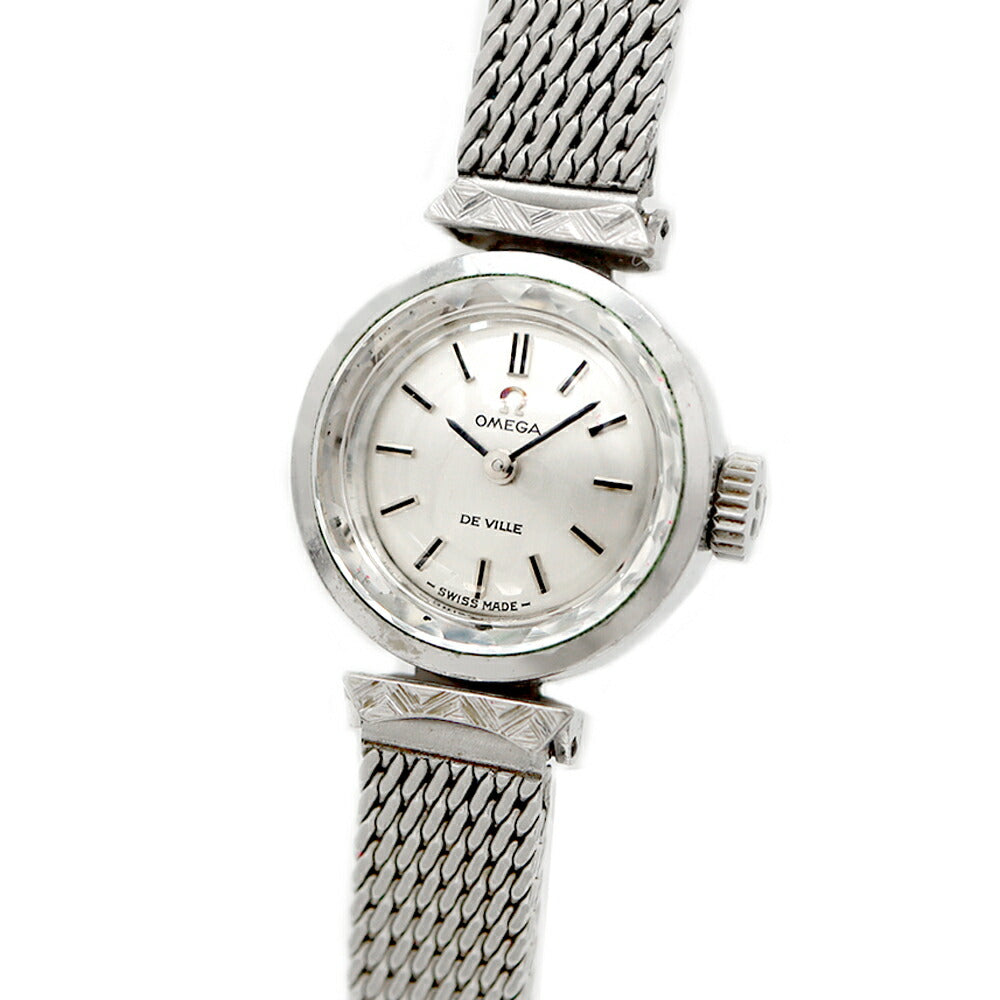 OMEGA DeVille cut glass 511.286 Cal.485 17 stones silver SS stainless steel ladies manual winding antique vintage DeVille [watch] [used]