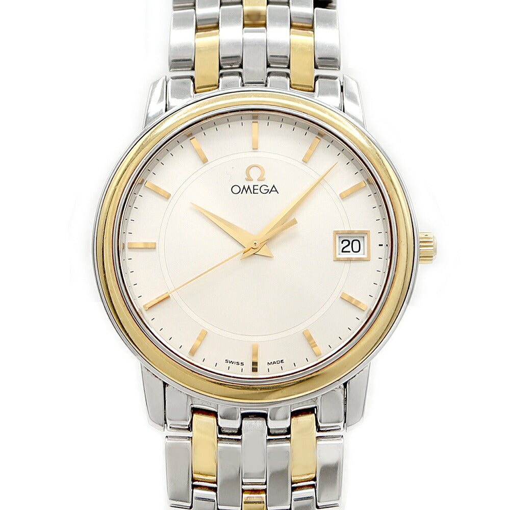 Battery replaced OMEGA DeVille Prestige 4310.31 Date 30m waterproof silver SS stainless steel YG yellow gold combination men's quartz Deville [6 months warranty] [Watch] [Used]