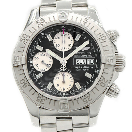 Breitling Super Ocean Chronograph A13340 Day Date 500m Water Resistant Black SS Stainless Steel Men's Automatic Winding [6 Month Warranty] [Watch] [Used]